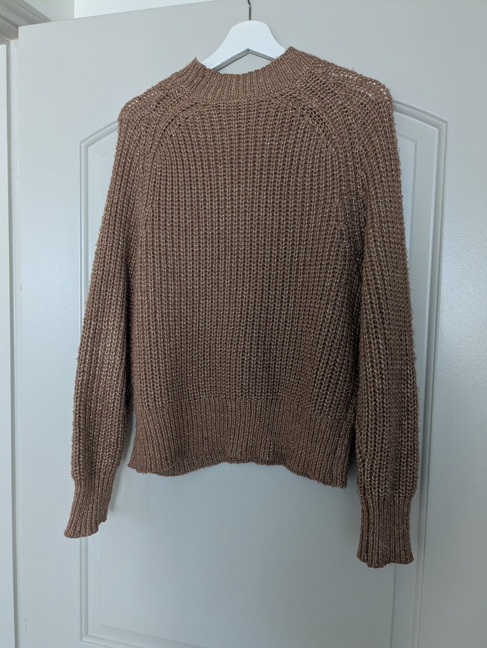 Ann Taylor metallic ribbed sweater, size M.